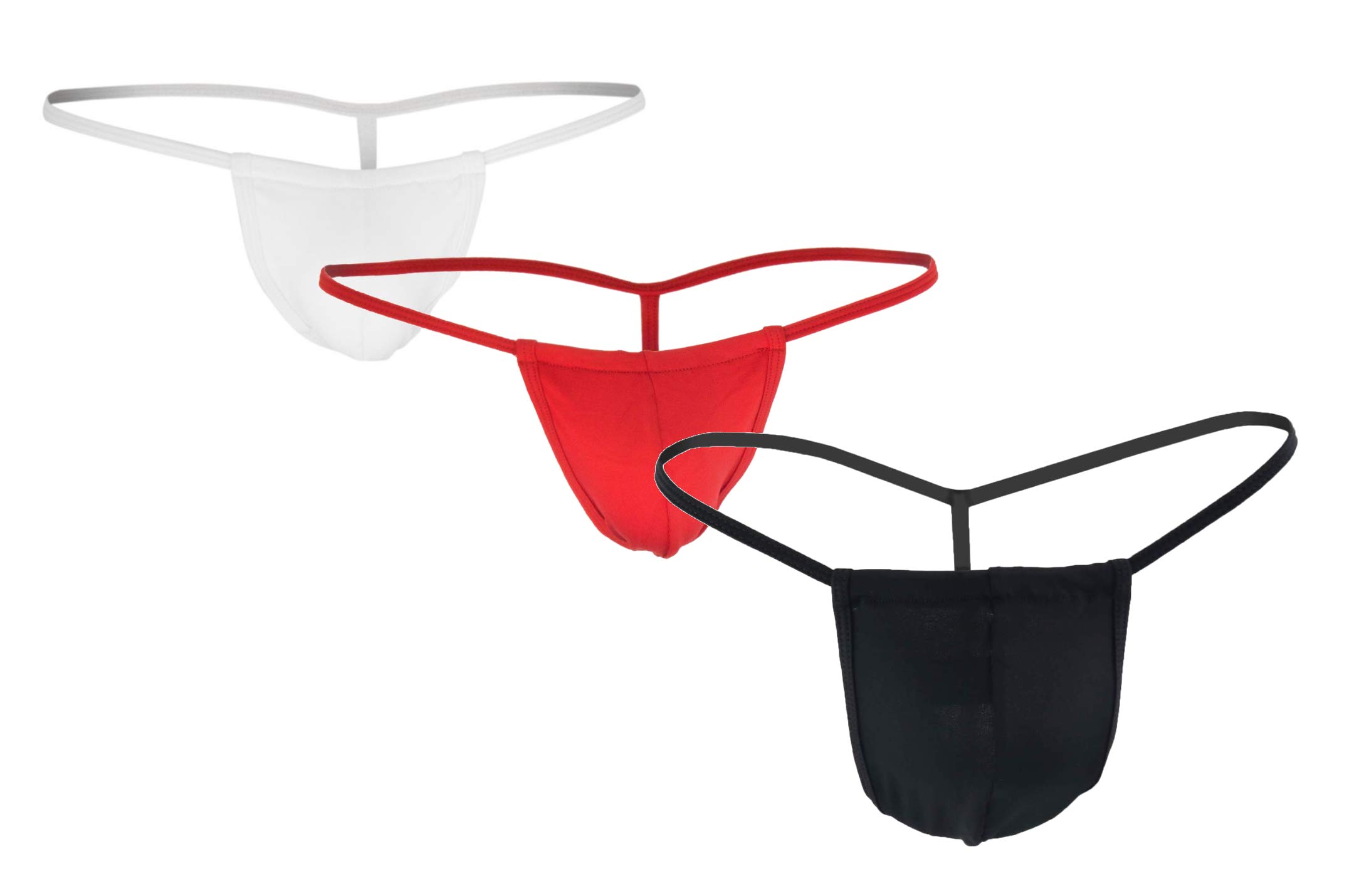 nimra fashion Men's Combo of Polyster Spandex Enhancing Y-Cut Back G-String Thong Sexy Underwear, Free Size Fit for S-M-L Waist, Black-Red-White Color, 3 Pcs Combo-picture-47