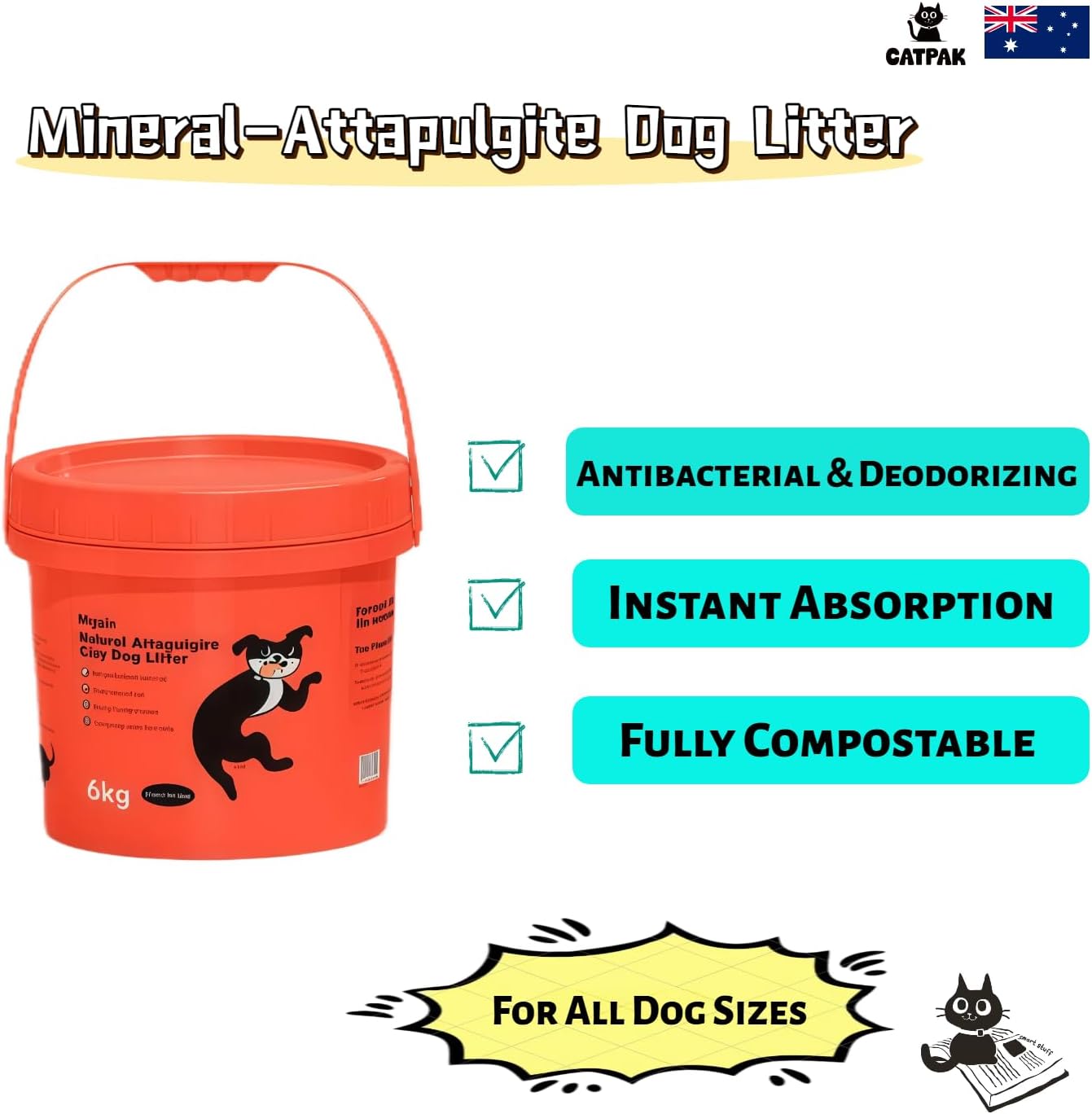 Waggle Dog Poop Powder - 13 lb, Natural Atapulgite Mineral, Sprinkle & Go Outdoor Dog Waste Absorbent & Odor Neutralizer, Biodegradable, Plastic-Free, for Yard, Walks & Travel (1)