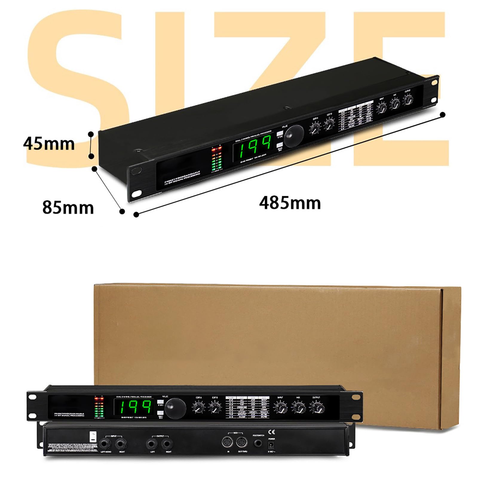 Procesador Multiefectos De Reverberación Digital, Ecualizador De Audio, Procesamiento De Señal De 24 bits Preestablecido/programable, 99 Programas Preestablecidos, para Micrófono Vocal