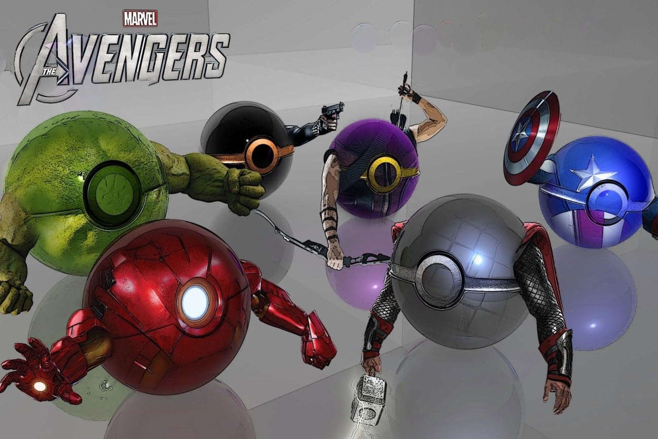 Avengers Pokeball Vinyl Wall Sticker Poster for Kids Room 12X18 Inches-image-34