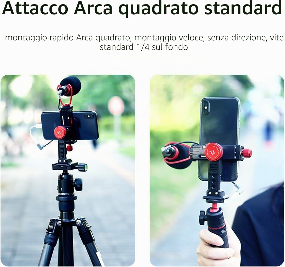ULANZI ST-14 - Supporto per treppiede per telefono cellulare, adattatore in alluminio con scarpa fredda, supporto per telefono cellulare a 360°, morsetto per iPhone 13, 12, 11 Max Pro, iPhone X, XR,