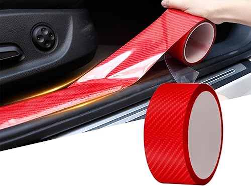 Adhesivo de fibra de carbono 5D para placa de umbral de puerta de automóvil antiarañazos, tiras protectoras antiarañazos, calcomanía para la puerta