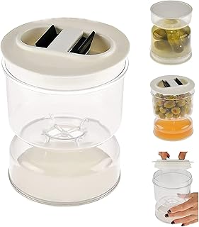 SIMBAE Pickling Jars Pickle Olive Hourglass Jar Pickle Juice Wet and Dry Separator Food Container with Strainer Flip Airtight Lid