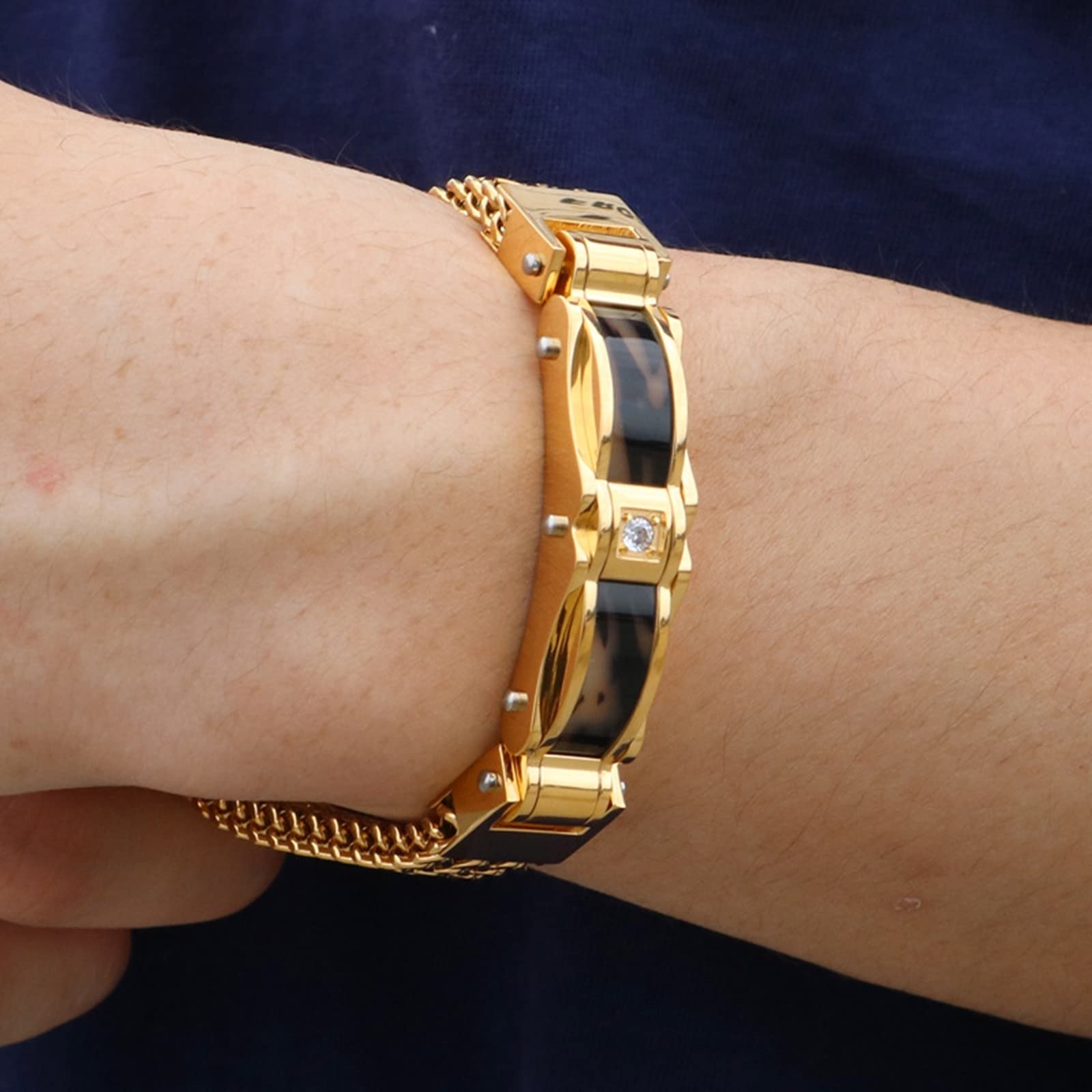 Gliederarmbänder für Herren in Edelstahl, Weizenkette Kettenarmband Hochwertig und Handgearbeitet