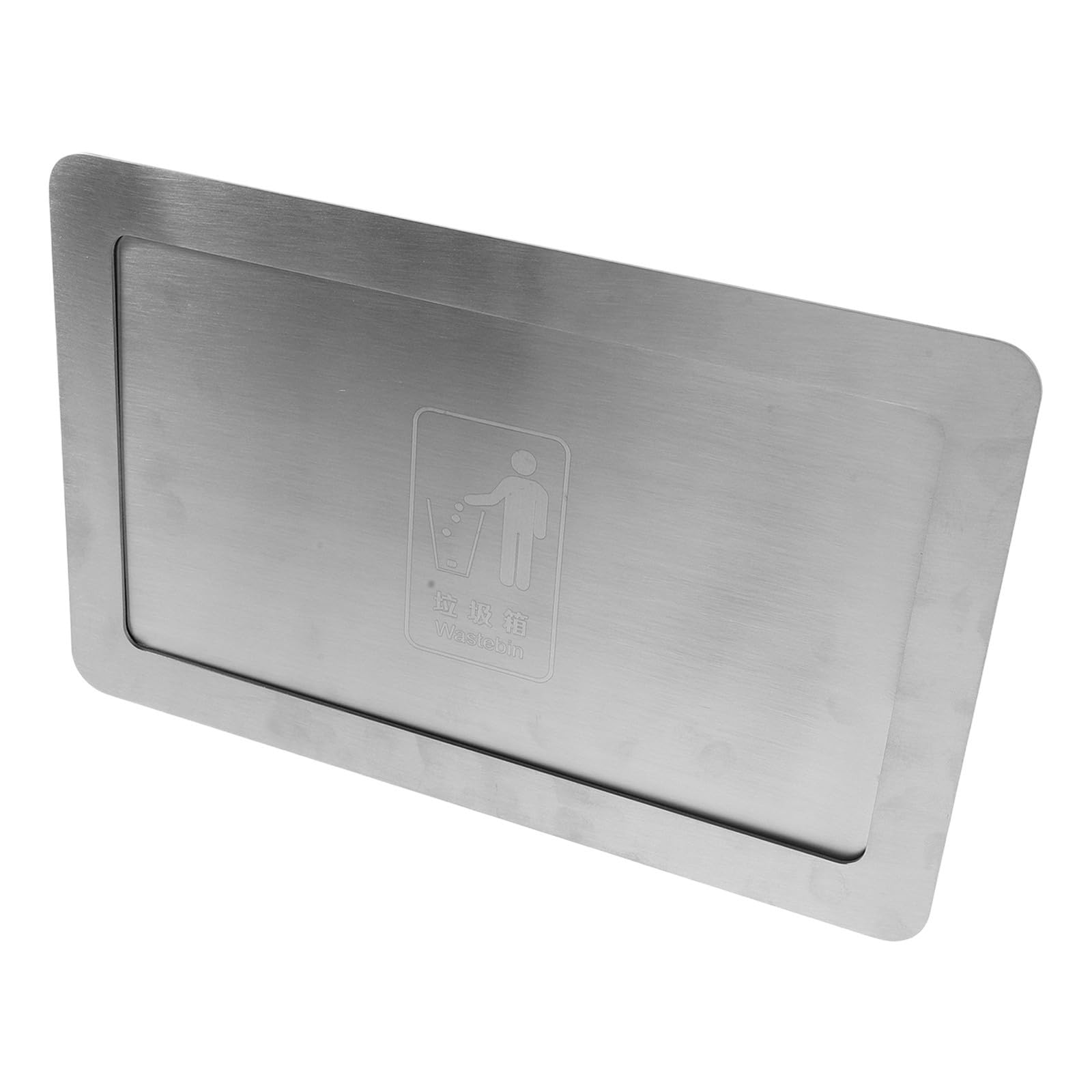 SHINEOFI Tapa de Cubo de Basura del Armario, Cubierta para Cubo de Basura Integrado, Apertura Lateral, Acero Inoxidable, 295x180 Mm, Plata, para Puertas de Armario y Despensas, Uso