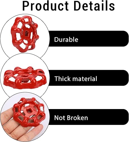 Miniatura 3 de Mozeat Lens Paquete de 2 manijas de grifo exteriores de repuesto para grifo, mango de rueda redonda, orificio cuadrado, manguera, mango de babero,