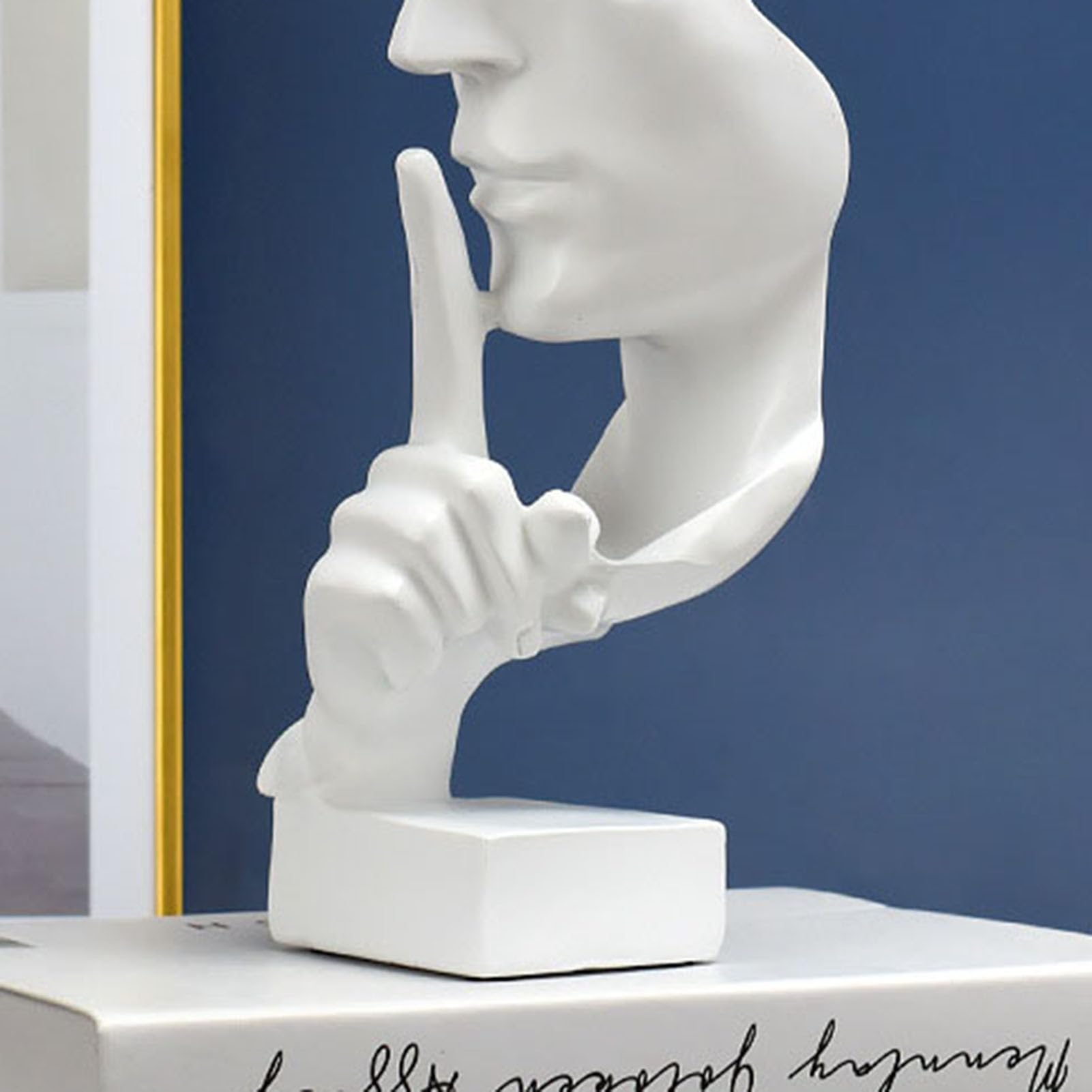 Tissting Thinker Statue, Elegant Abstract Gold Resin Sculpture Desktop Decor with Smooth Lines - Image 2