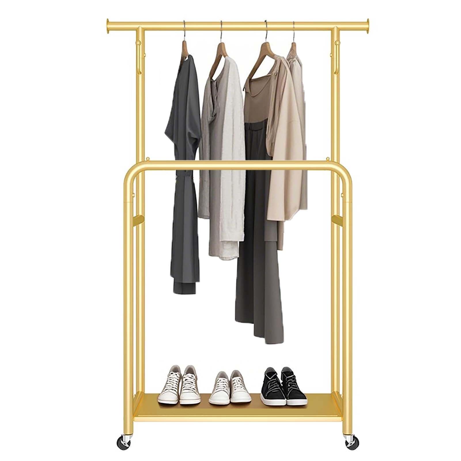 Portant à vêtements double tige solutions de rangement chambre salon