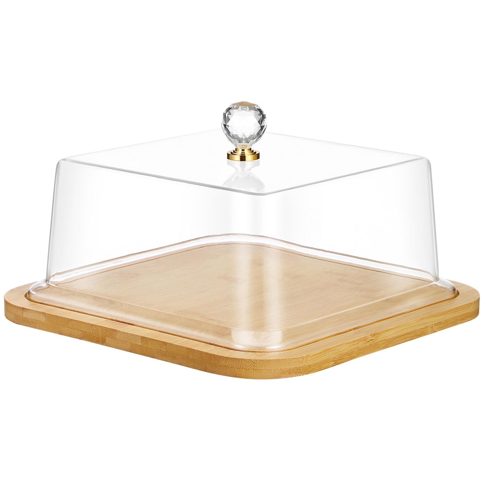 Gadpiparty Plato para Pastel y Base de Madera con Tapa de Acrílico