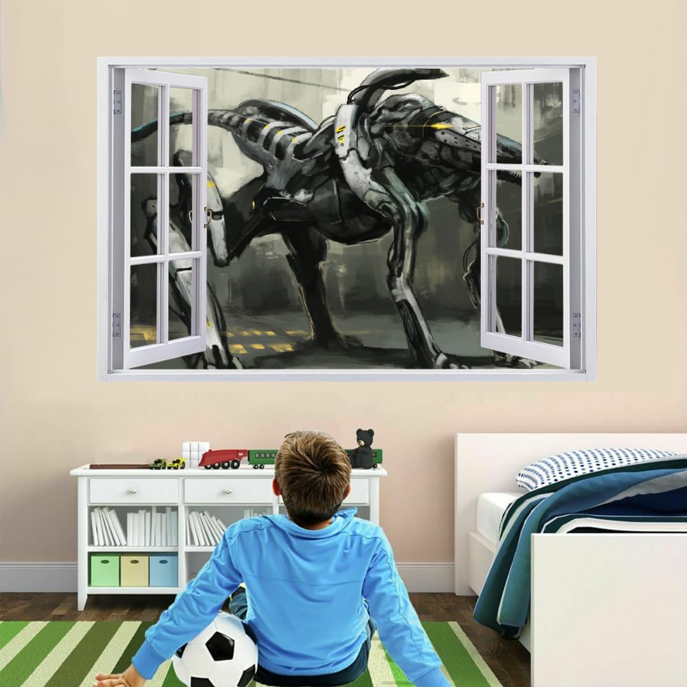 Adesivi 3D per decorazioni murali distrutti Robot Adesivo da parete Mecca Cyberpunk Tatuaggio da parete per la decorazione della parete della cameretta dei bambini 120x80cm