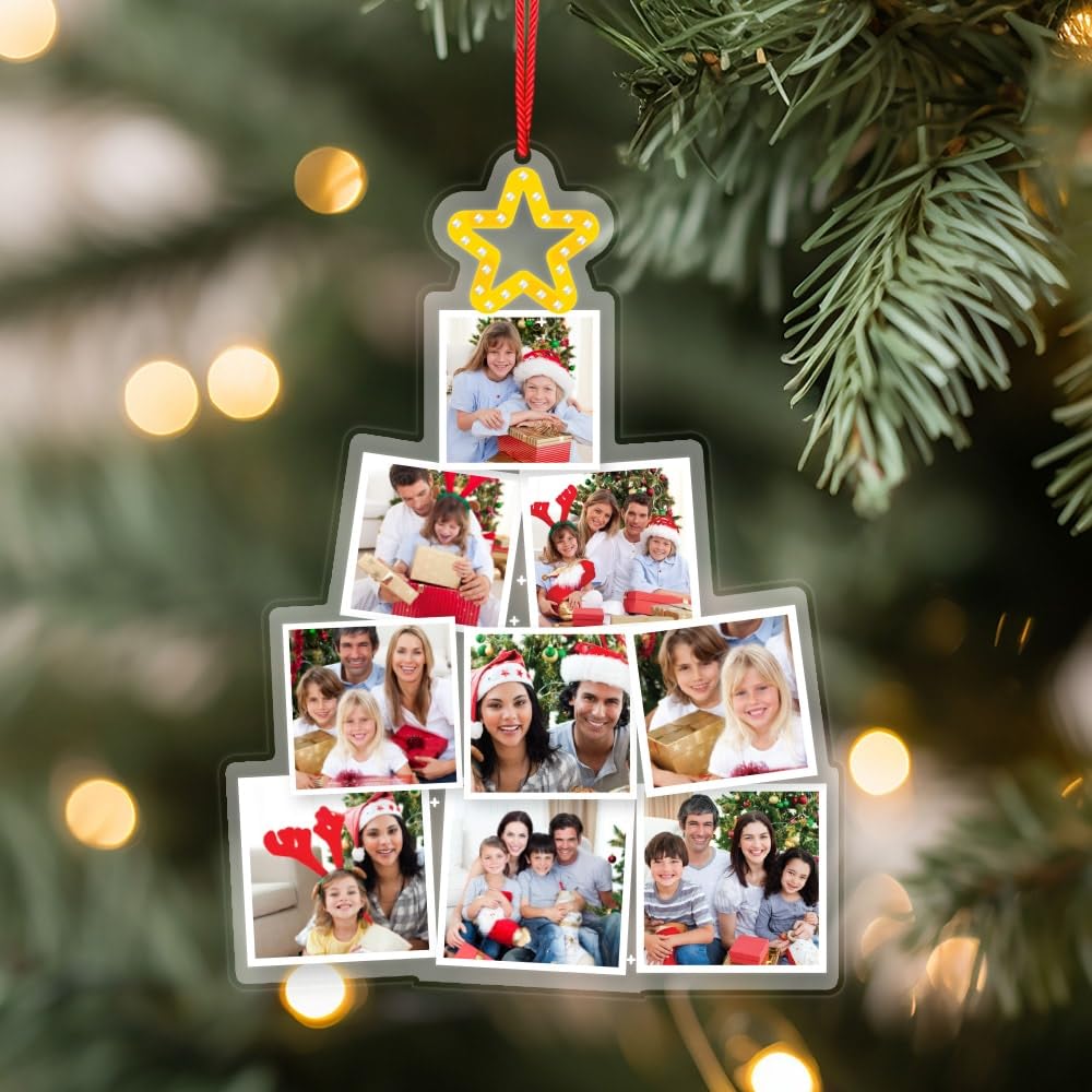Transparent Gift Pack de Adornos Personalizados Árbol de Navidad con Nueve Fotos. Bolas de Navidad para Personalizar. Decoración de Navidad. Bolas Navidad Personalizadas. Adornos Colgantes Metacrilato