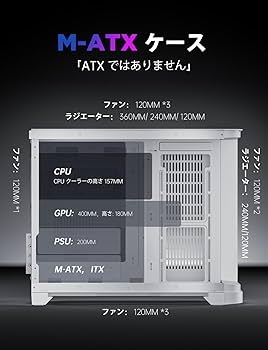 Amazon.co.jp: AsiaHorse Micro ATX PCケース ミドルタワー