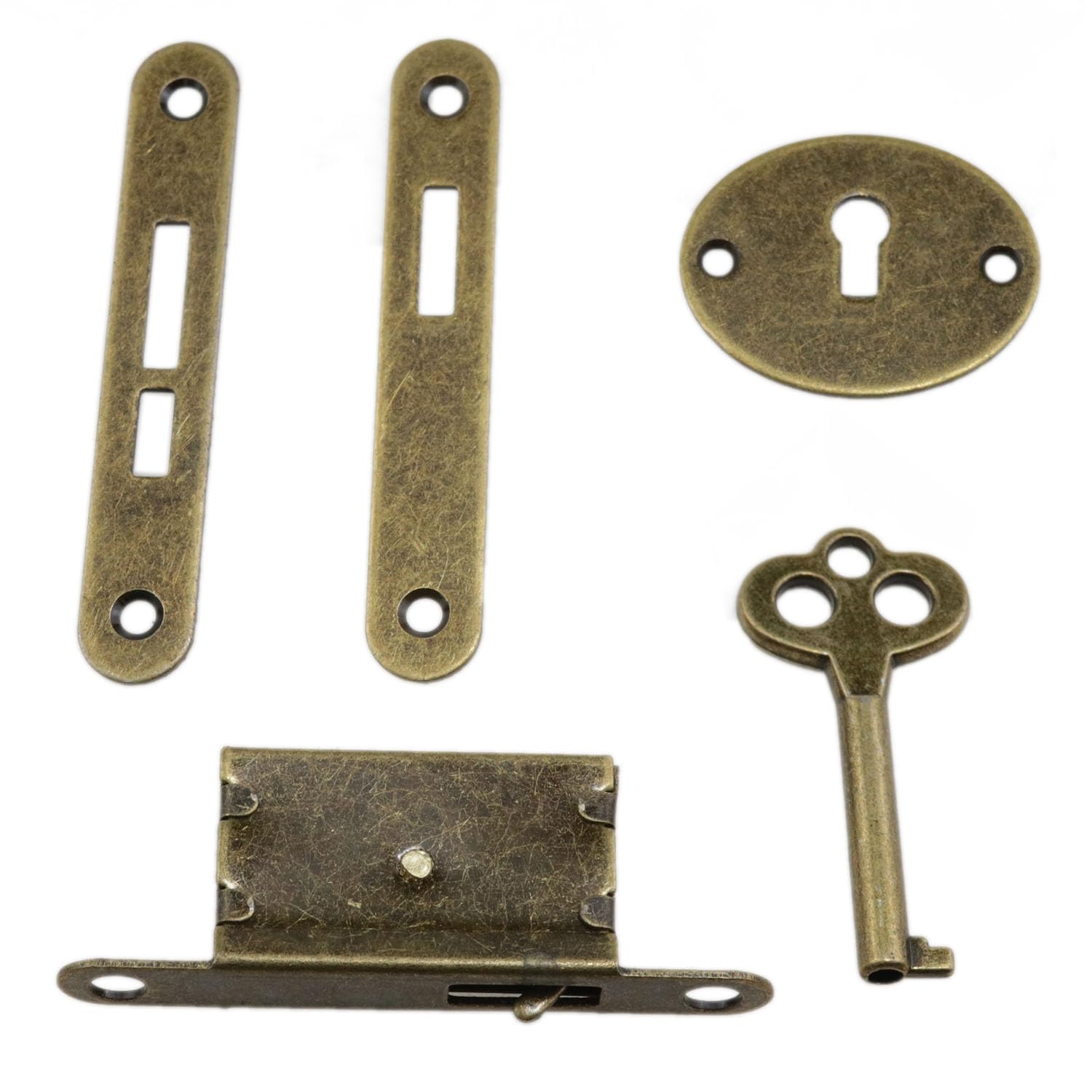 yukata Serrature per cassetti in bronzo anticato, serratura per pianoforte, con chiave, per ante e cassettiera, 1 pezzo