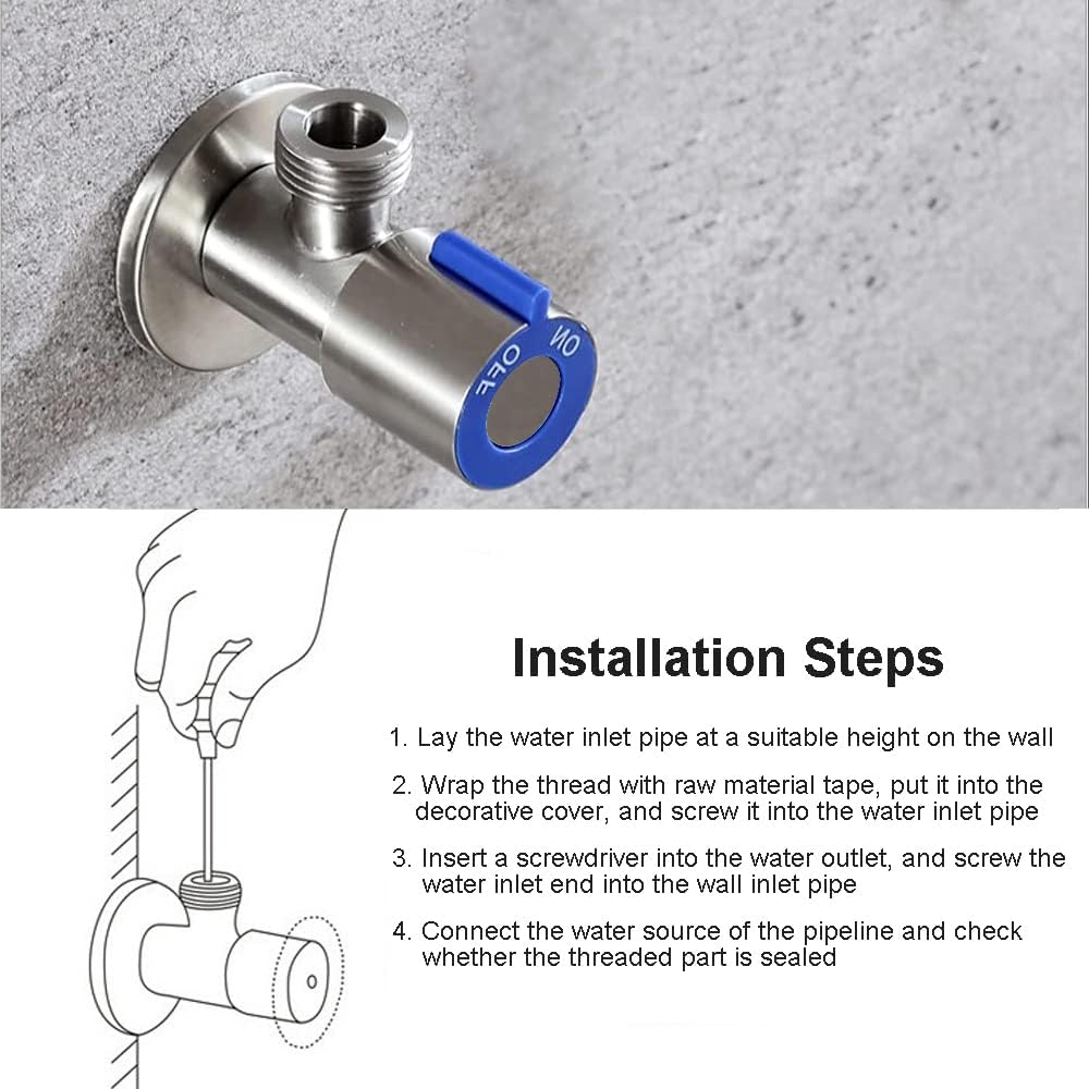 SPEACOUR 2 PCS Stainless Steel Angle Valve Faucet Angle Valve Wash