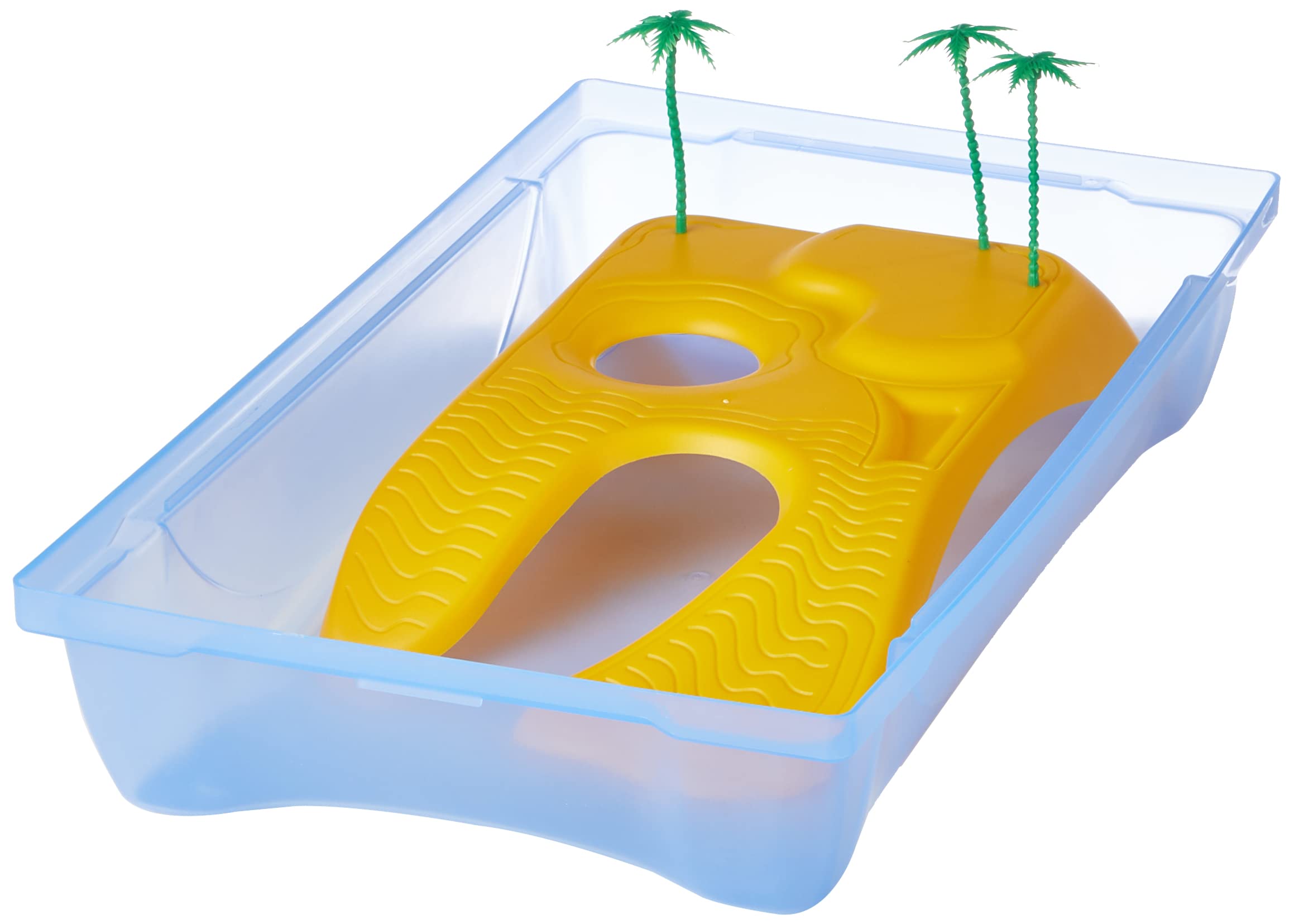 ARQUIVET Tortuguera Kleo - Acquaterrario con isola e palme per tartarughe - Tartaruga in plastica - Tortuguero per casa e giardino - Tartarughe adulte e piccole - 57 x 33 x 25 cm