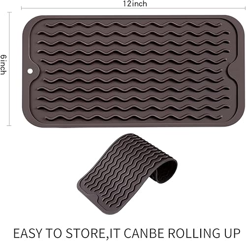 Miniatura 233 de Tapete de silicona para secado de platos para múltiples usos, fácil de limpiar, ecológico, resistente al calor, tapete de silicona para encimera