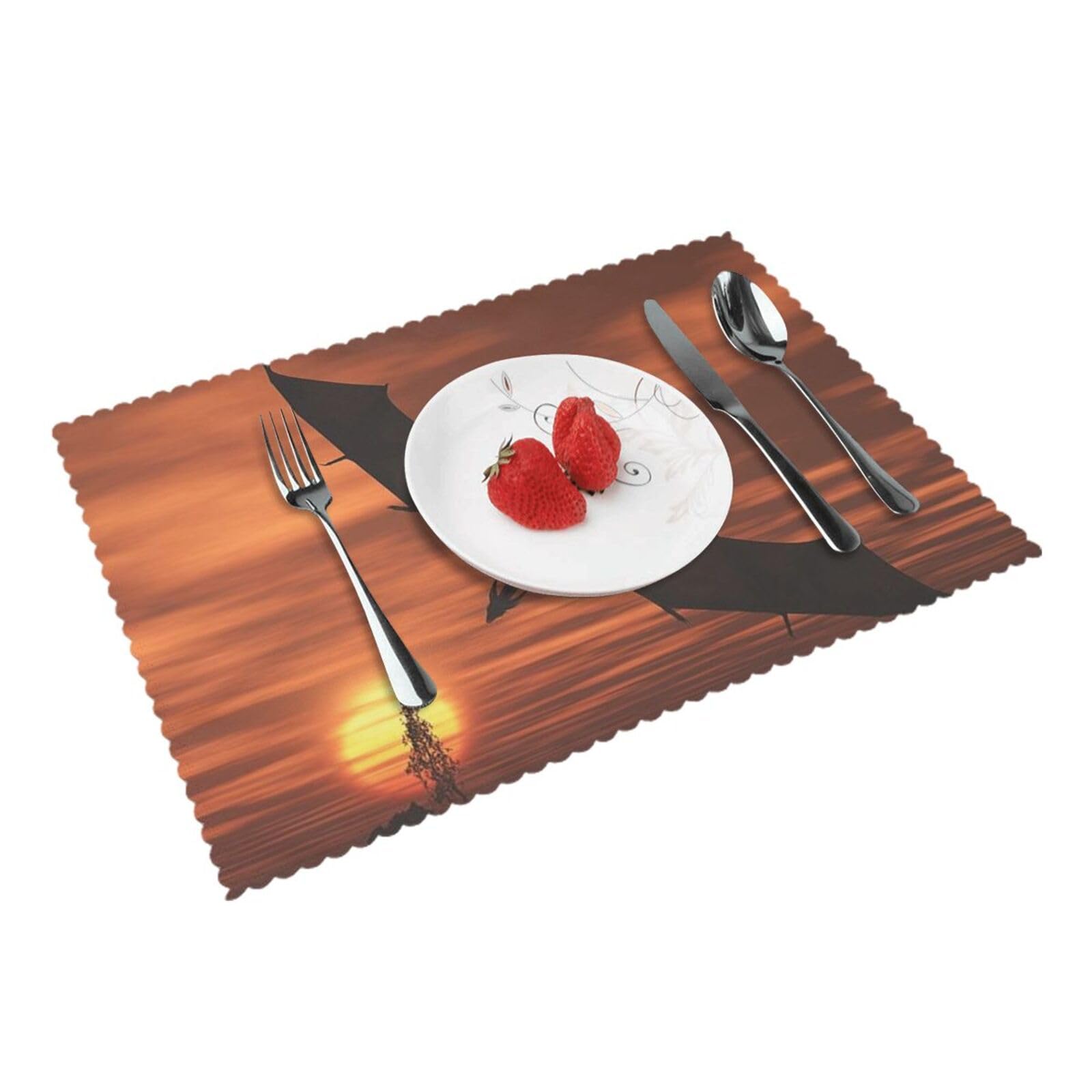 Sea Sunset Flying Dragon Printed Placemats Set of 4 PCS Washable Placemat for Kitchen Table Heat-resistant Table Mats 45x30 CM