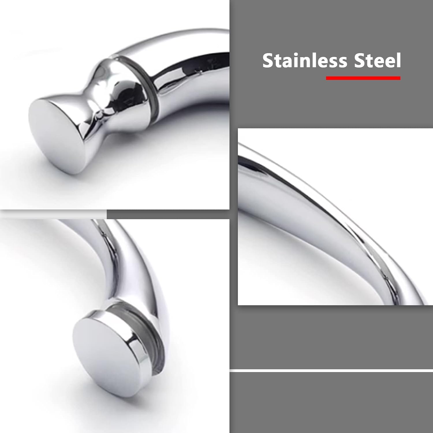 Bath Door Handle Knob Polished Finish Stainless Steel, Shower Glass Door Handle Silver Single Side Door, Push Pull Door Handle Sets Towel Bar (Size : 145mm-173mm)