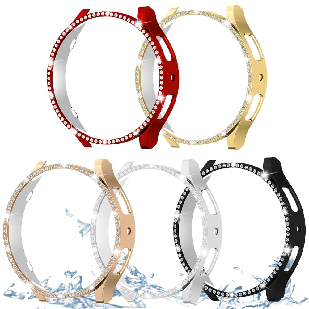 DEALELE [2-PACK] Case Compatible with Samsung Galaxy Watch 5/4 44mm, Bling Single-Row Diamond PC Protective Case Replacement Watch Cover Bumper (44mm, Gold+Transparent) — view 283