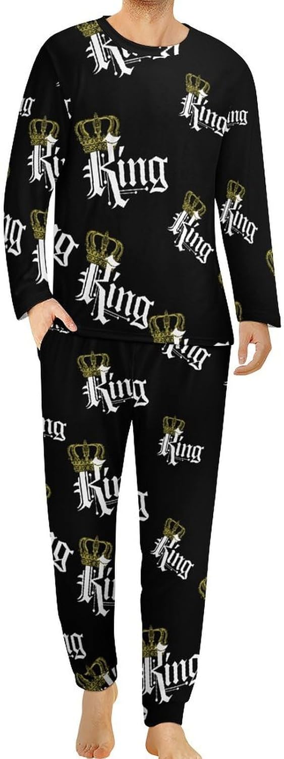 Kings Men's Pajamas Set Loungewear 2 Piece Sleepwear Top And Pant Pjs