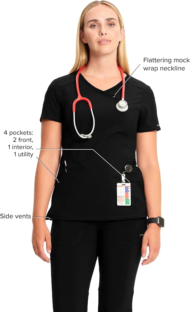 トップス mok Amazon.com: Infinity Cherokee Women Nurse Scrubs Top Mock Wrap