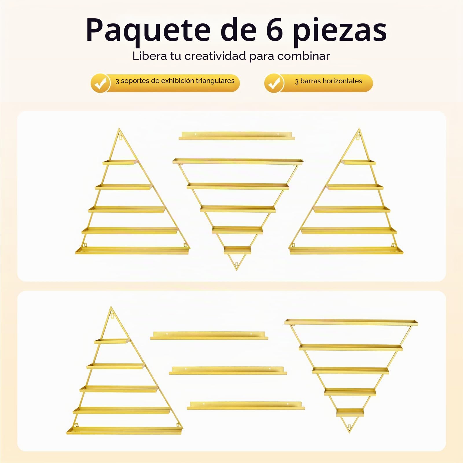 Juego de 3 estantes de esmalte de uñas, 5 niveles, almacenamiento de esmalte de uñas, estantes triangulares, estante de metal, capacidad de carga de 50 kg, soporte de pared para exhibición de uñas
