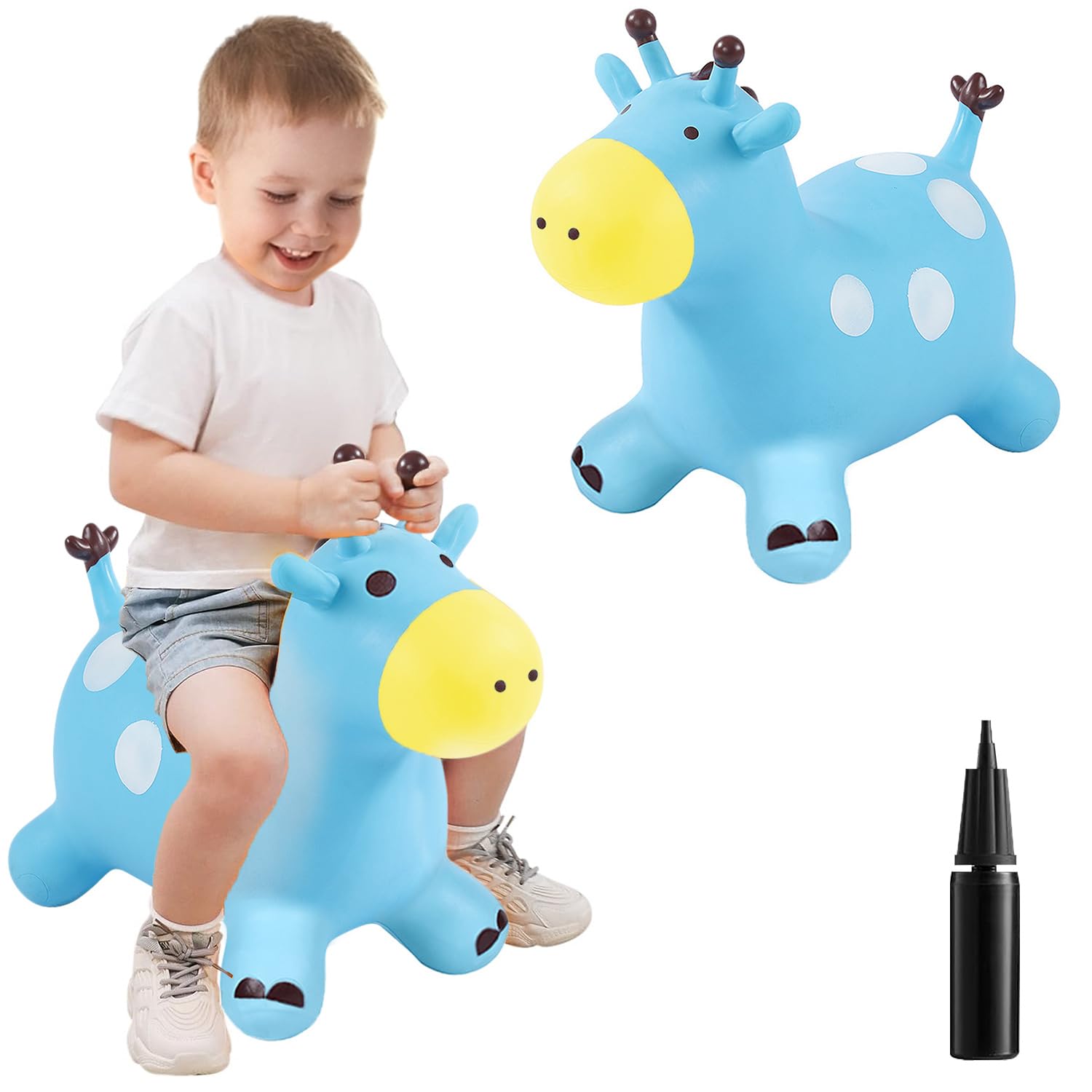 ZHUYNXIR Inflatable Bouncy Hopper Toy,Kid Jumping Horse Toy, Kid Favorite Jumping Toy.Perfect for Birthday, Bouncy Horse Brown.