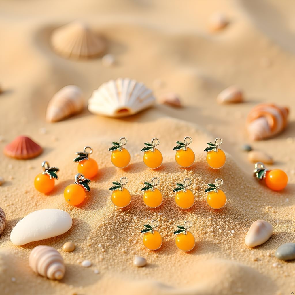 10 Pcs 8x13mm Cartoon Orange Fruit Charms for Jewelry Making, DIY Plated Enamel Cute Orange Pendant for Earring Necklace Bracelet Keychain Craft Supplies Findings Making Accessories - Image 5