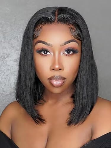 Miniatura 3 de UNICE Pre Everyting - Peluca frontal sin pegamento, peluca corta estilo Bob de 13 x 4 pulgadas, precortada con encaje frontal, pelucas de cabello