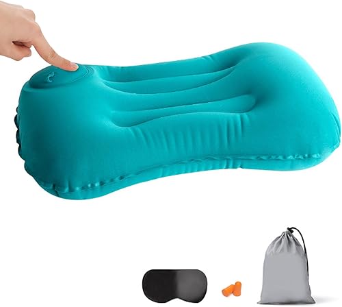 Almohada inflable ultraligera para acampar, comprimible, compacta, cómoda, ergonómica para dormir, mochileros, senderismo, playa