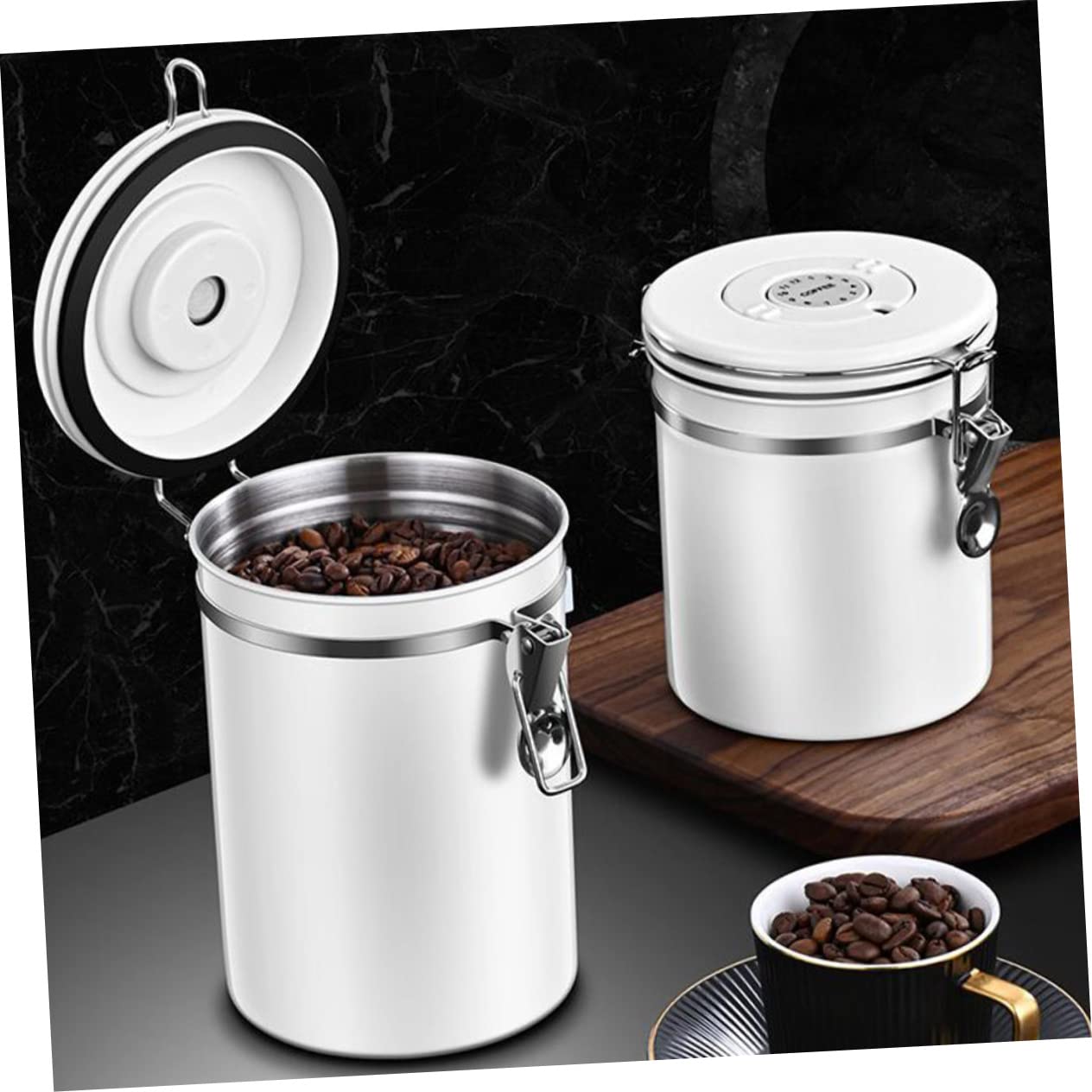 BESTYASH 1 Satz Kaffeebohnen Behälter mit Luftdichtem Deckel zur Aufbewahrung von Kaffee Tee und für Geeignet
