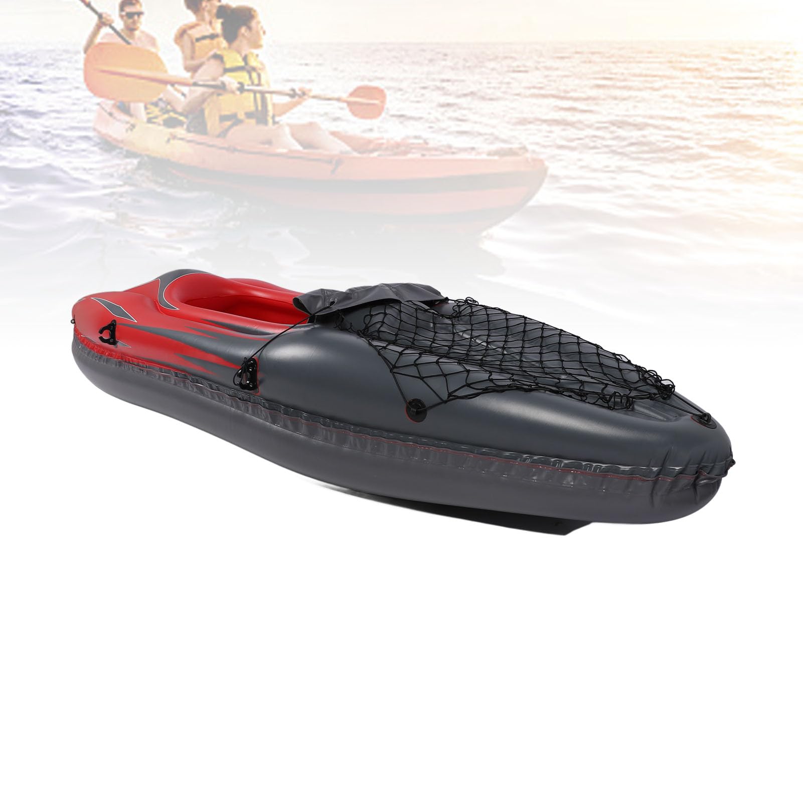 Kayak Inflable para 1, Canoa de Pesca Portátil de PVC con Diseño de Suelo Duro y Cámara Múltiple para Lagos y Ríos