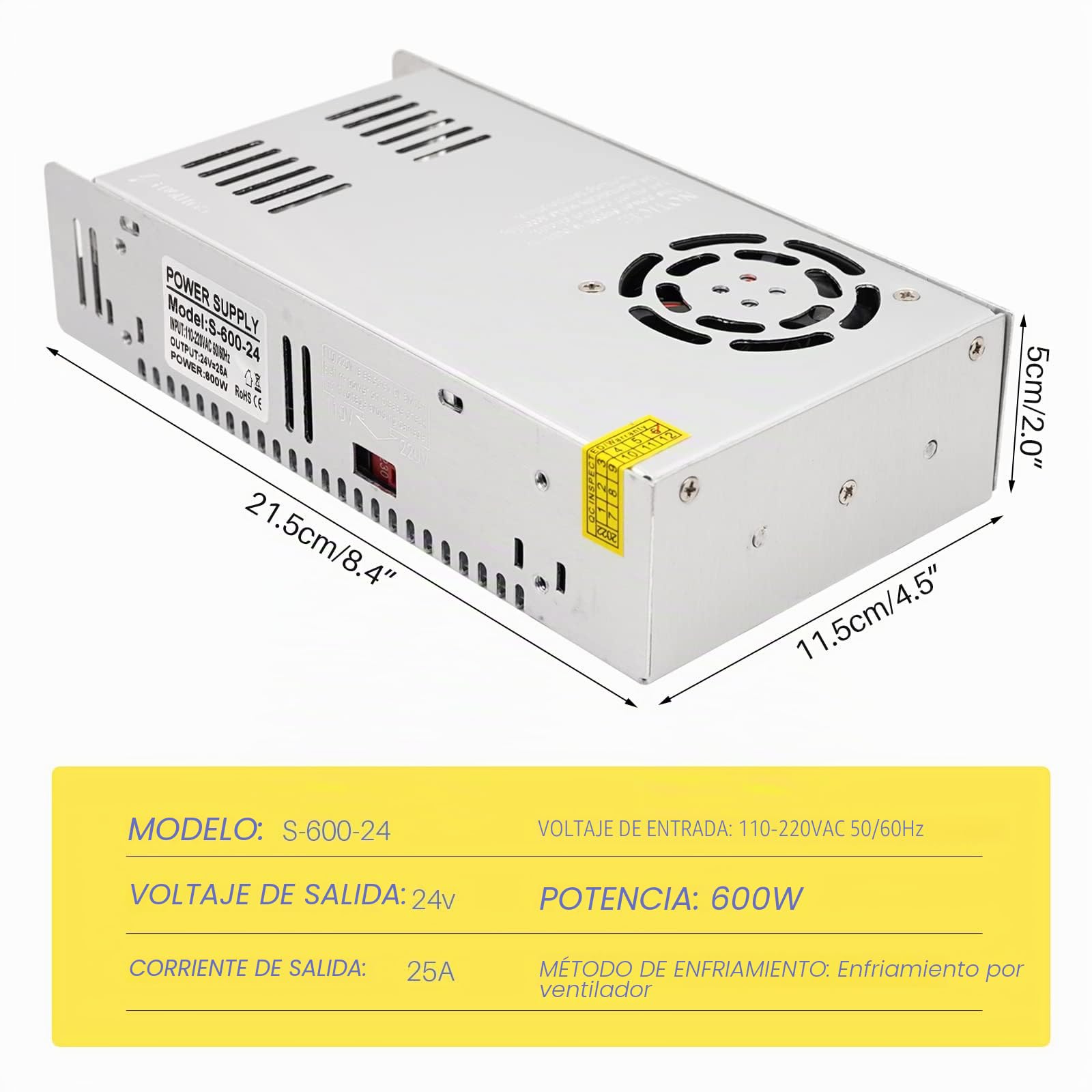 24V 25A 600W Fuente de Alimentación Conmutada Universal Fuente de Alimentación Regulada LED Fuente de Alimentación Conmutada 24V Transformador de Monitoreo Adaptador Convertidor