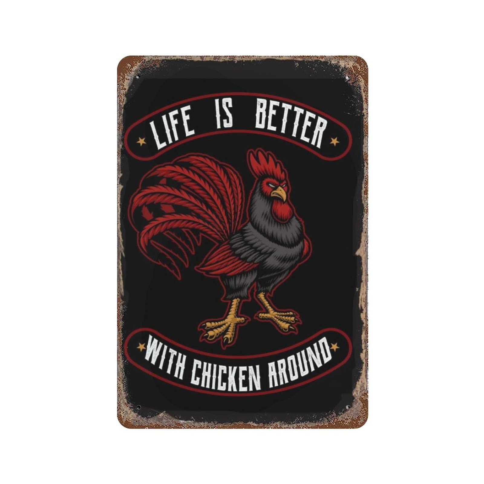 AOOEDM Life Is Better with Chickens Around Vintage Vintage Metal Sign Tin Sign for Home Bar Pub Kitchen Man Cave Tin Sign Wall Decor Poster Wall Plaque