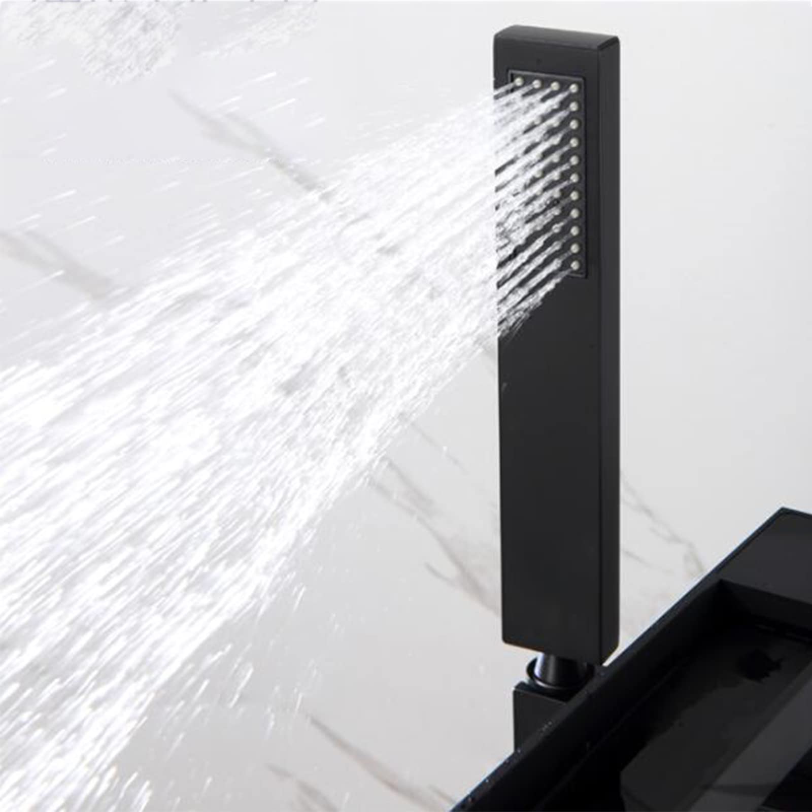 Grifo de bañera Grifo de baño Independiente de latón Caño Giratorio de 360 ​​​​° Grifo Mezclador para bañera Llenador de bañera en Cascada con Grifo para bañera con Ducha de Mano Grifos de baño para