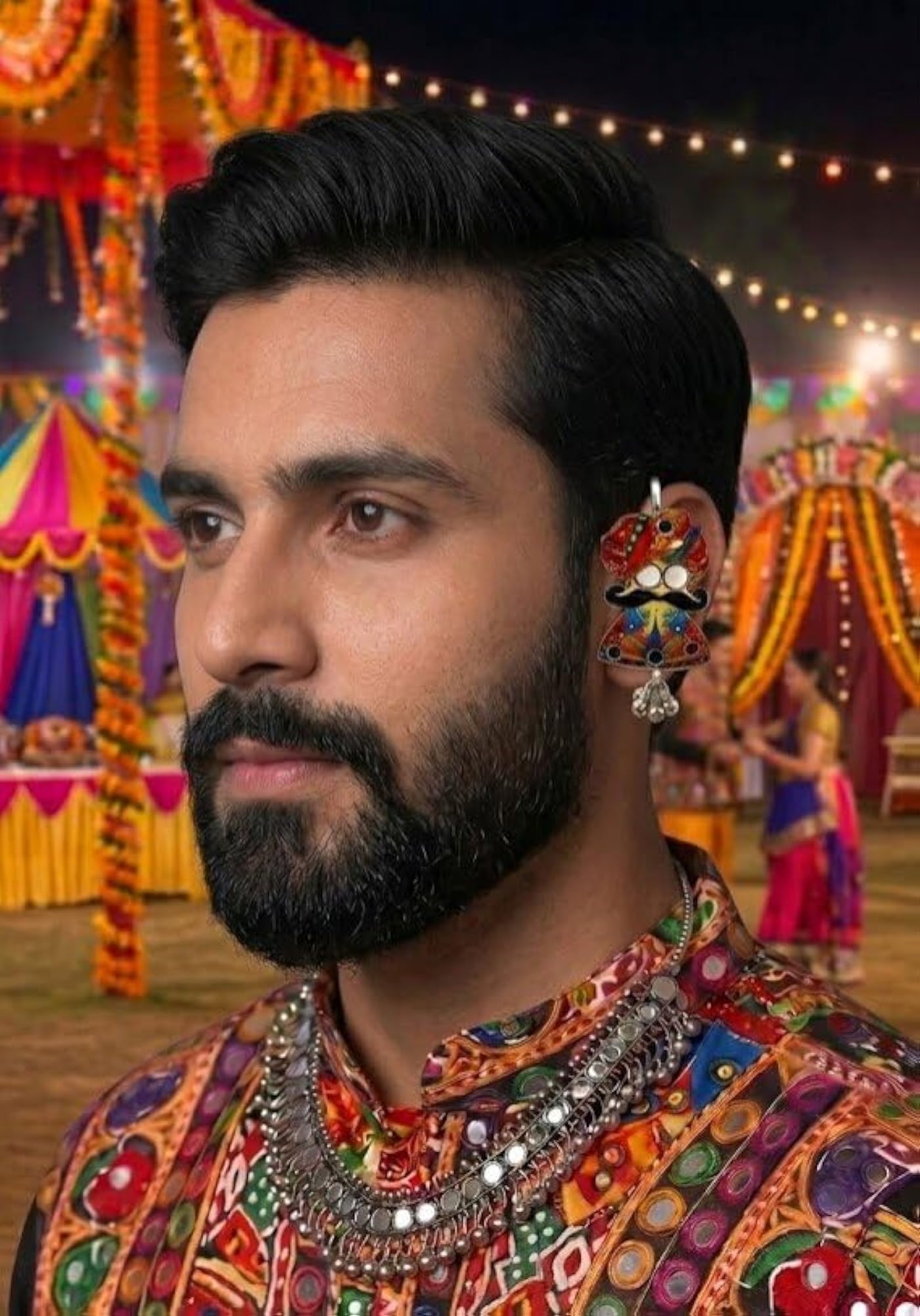 Navratri Special Oxidised Rajasthani Couple Ear Cuffs