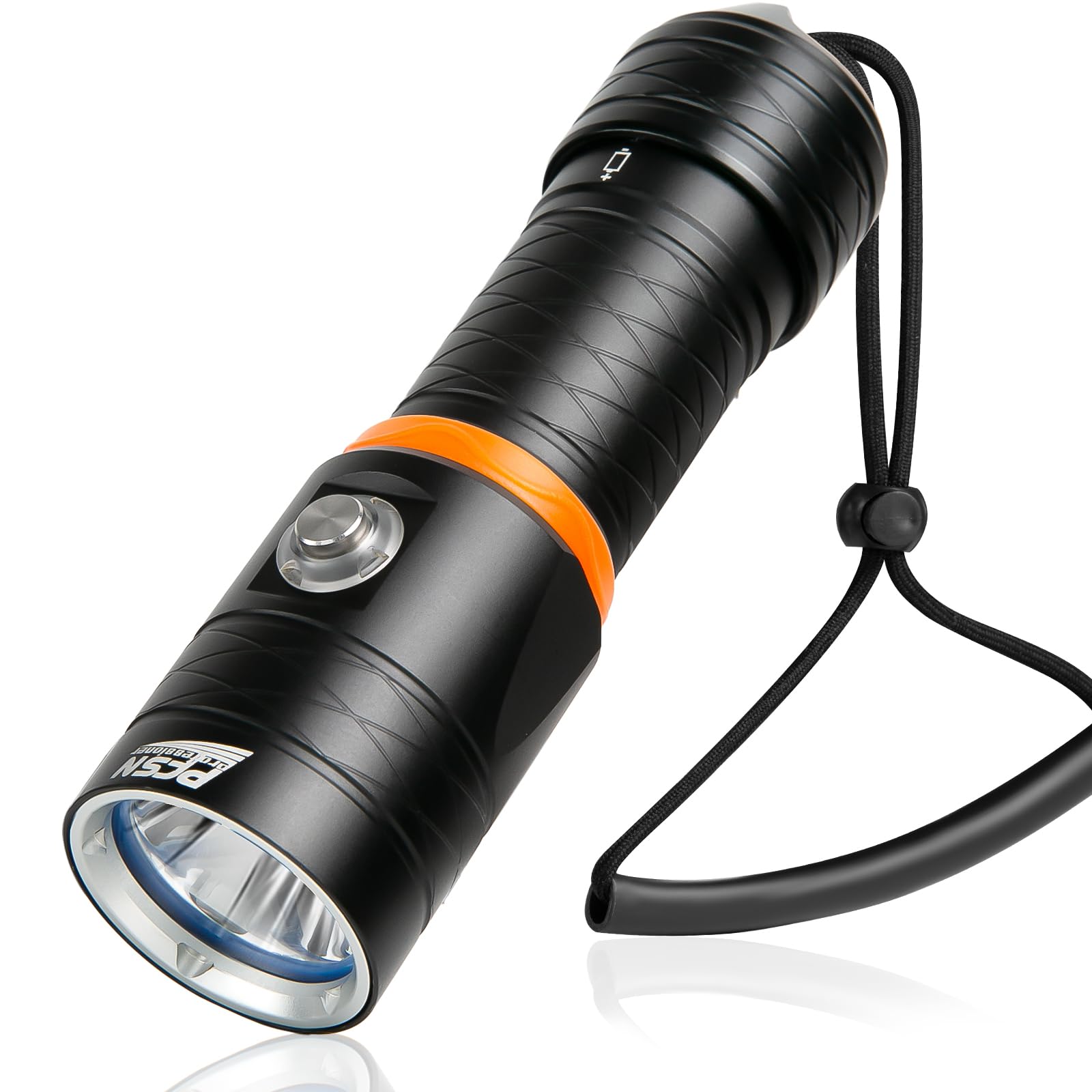 PFSN Scuba Dive Light 3500 Lumen, Underwater 150M Waterproof Diving Flashlight with 485M Narrow Beam, 20Hrs Runtime, Safety Lock Switch, Professional Rechargeable LED Dive Torch for Caving, Snorkeling