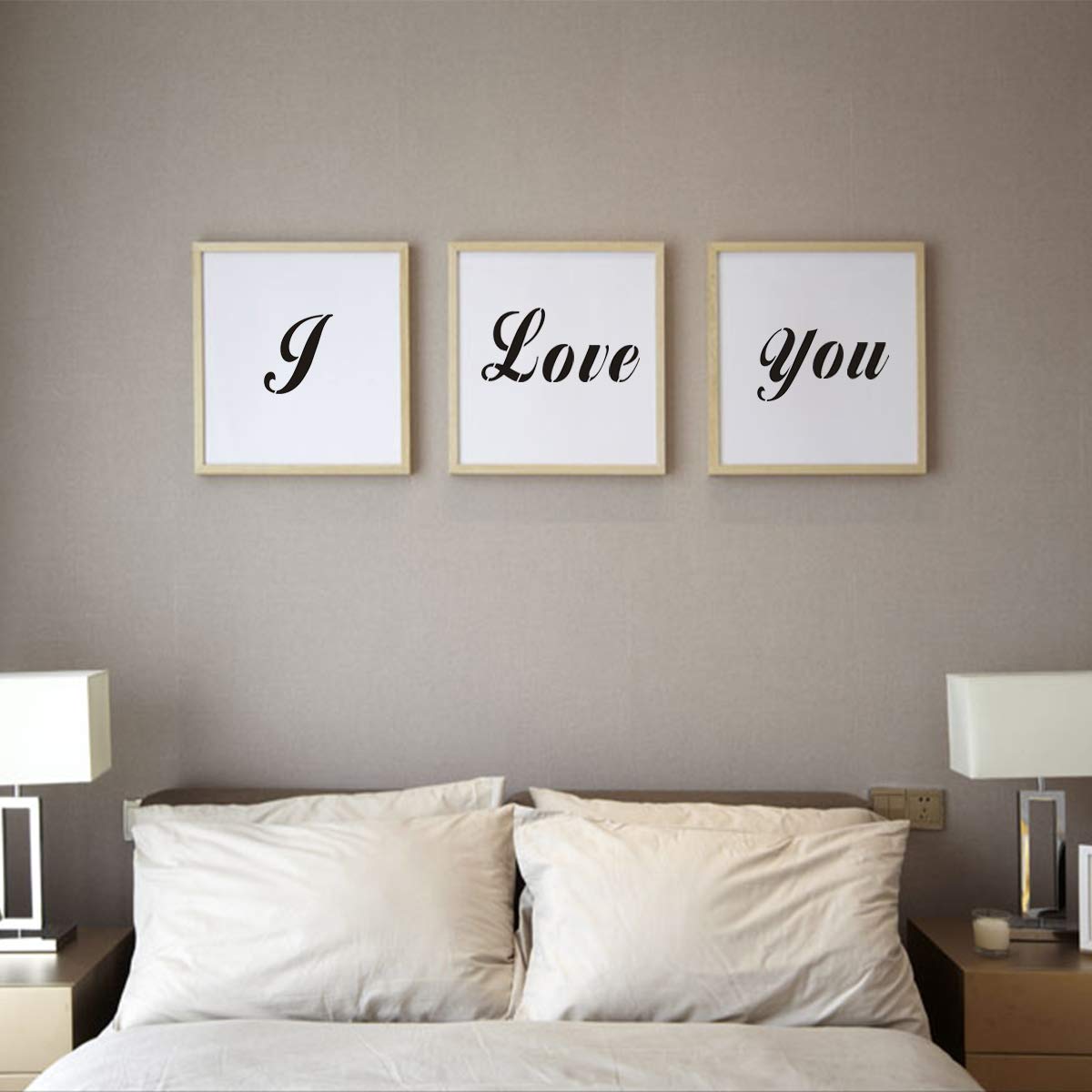 Letter Stencils for Painting on Wood - 42 Pack Alphabet Stencil Templates with Numbers and Signs, Large Reusable Plastic Stencils in 2 Fonts and 132 Designs for Wood Burning & Wall Art