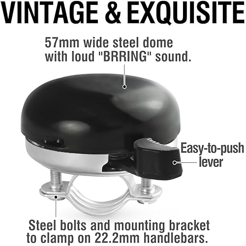 Miniatura 3 de MARQUE Campana de bicicleta Beach Cruiser  Diseño clásico de campana de bicicleta para adultos y niños con sonido de anillo tradicional