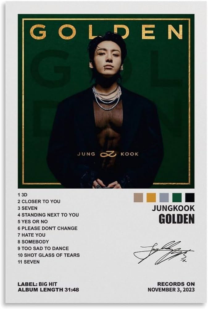 Amazon.com: TAICI Jungkook Poster Golden Album Cover Posters Music