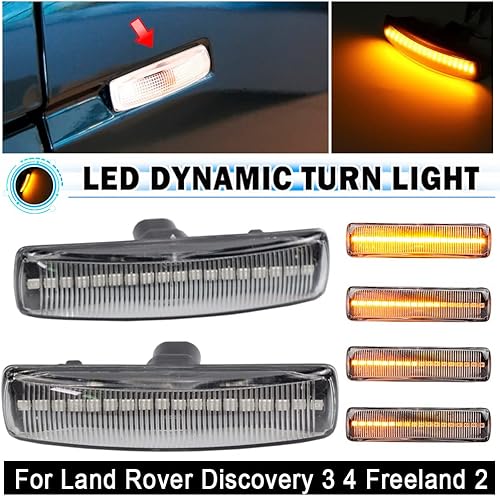 Vista 11 de Lámpara de señal de giro LED delantera Fender Side Marker Light para Land Rover Range Rover Sport Discovery 3 4 Freeland 2 (negro)