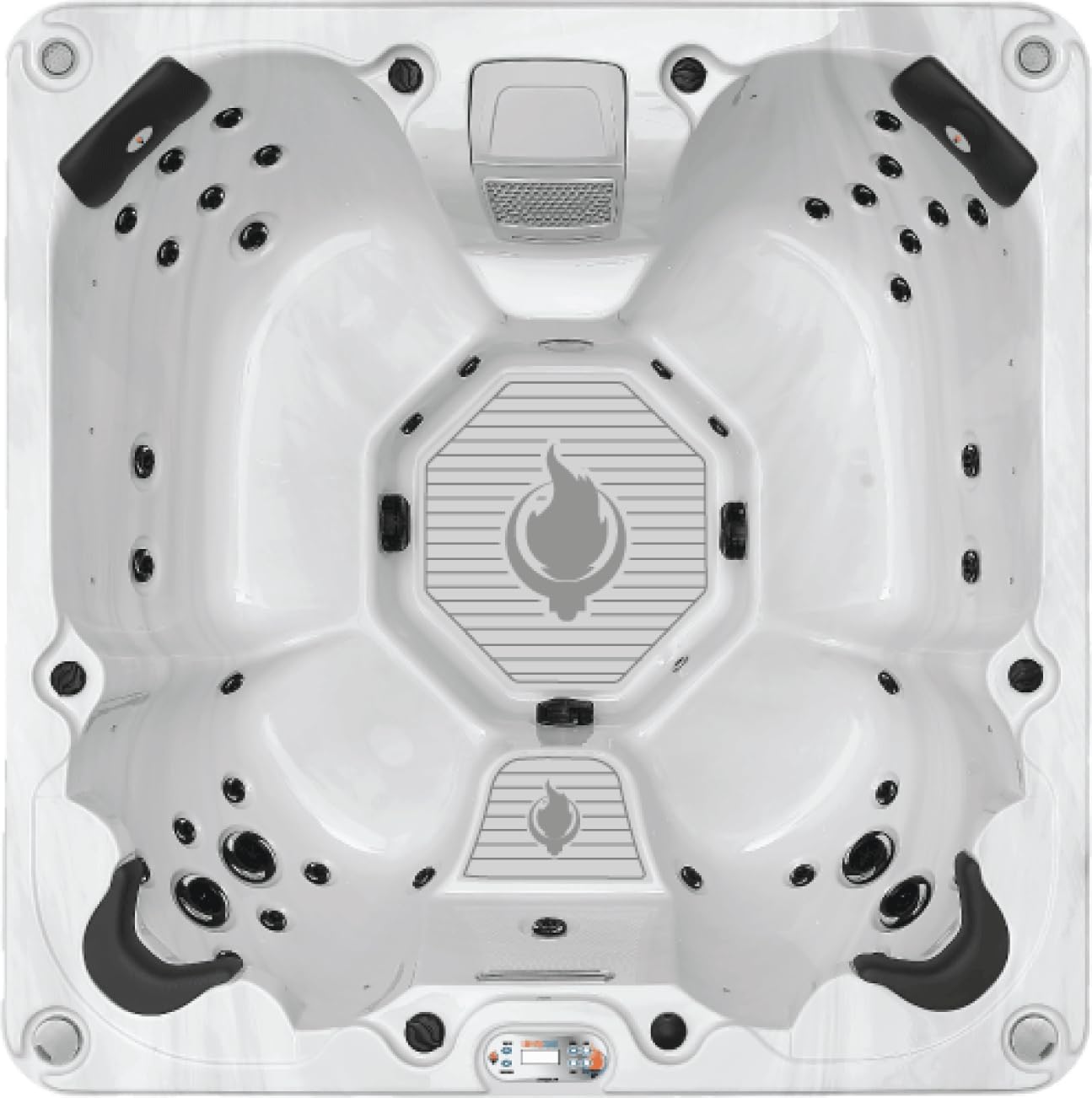 Liberty Spas KH-10208 Model LYS7000 Luxury 7 Person Hot Tub Spa; 46 Hydrotherapy Jets; 240V-50A; Dual 2-Speed 5 HP Pumps; 5.5 kW Heater; Glacier Filtration; Bluetooth Audio; LED Lighting; Waterfall