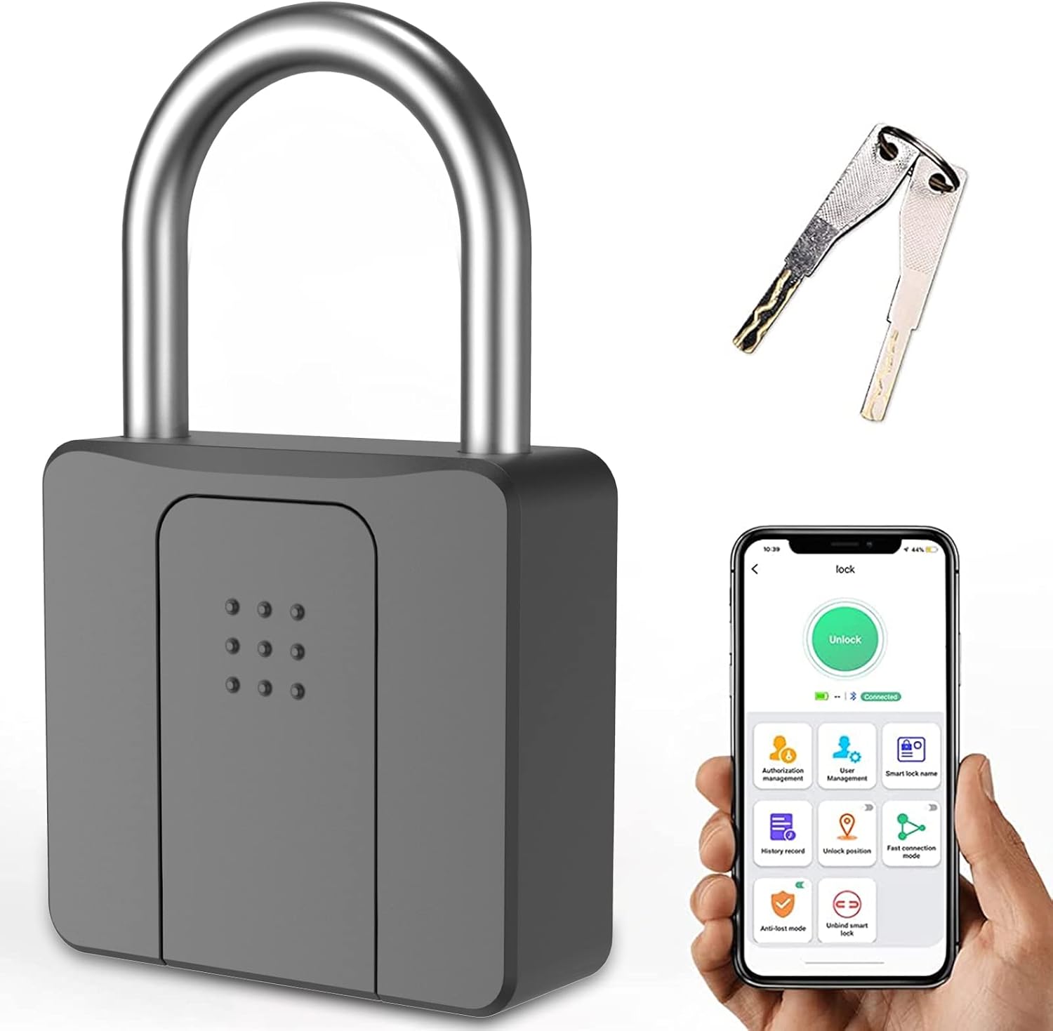 Fingerprint Padlock with Key Backup, Dhiedas Padlock with Key