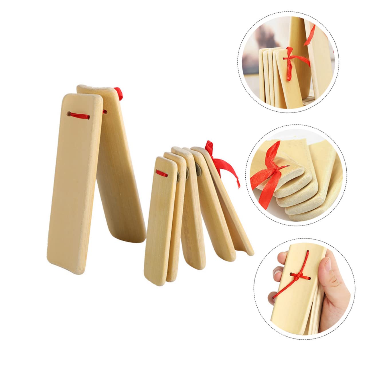 BESTonZON 2 Pcs Boys and Girls Drum Set for Beginners Traditional Chinese Kuaiban Small Instrument for Fingers Handmade Safe Comfortable