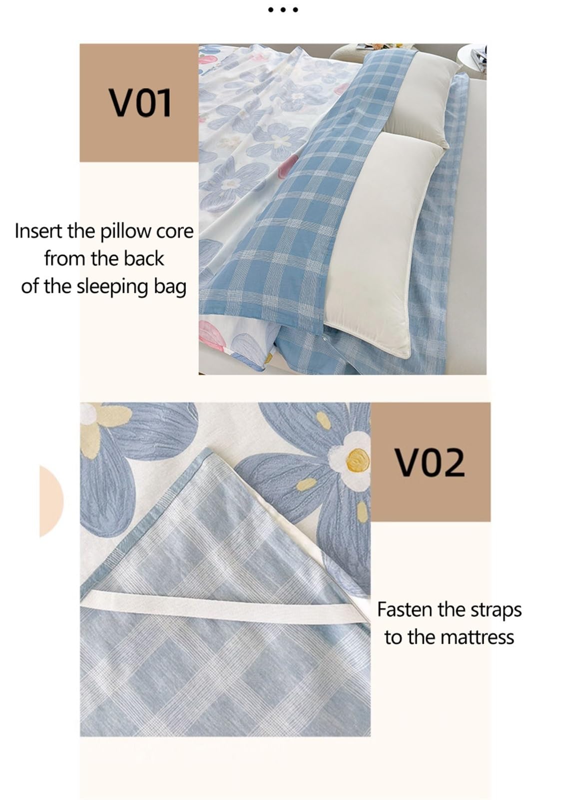 Saco de Dormir de algodón con Forro de Flores, Sábana de Viaje Ligera for hoteles, Saco de Dormir Individual/Doble for Adultos, for Viajes, Camping, Hotel