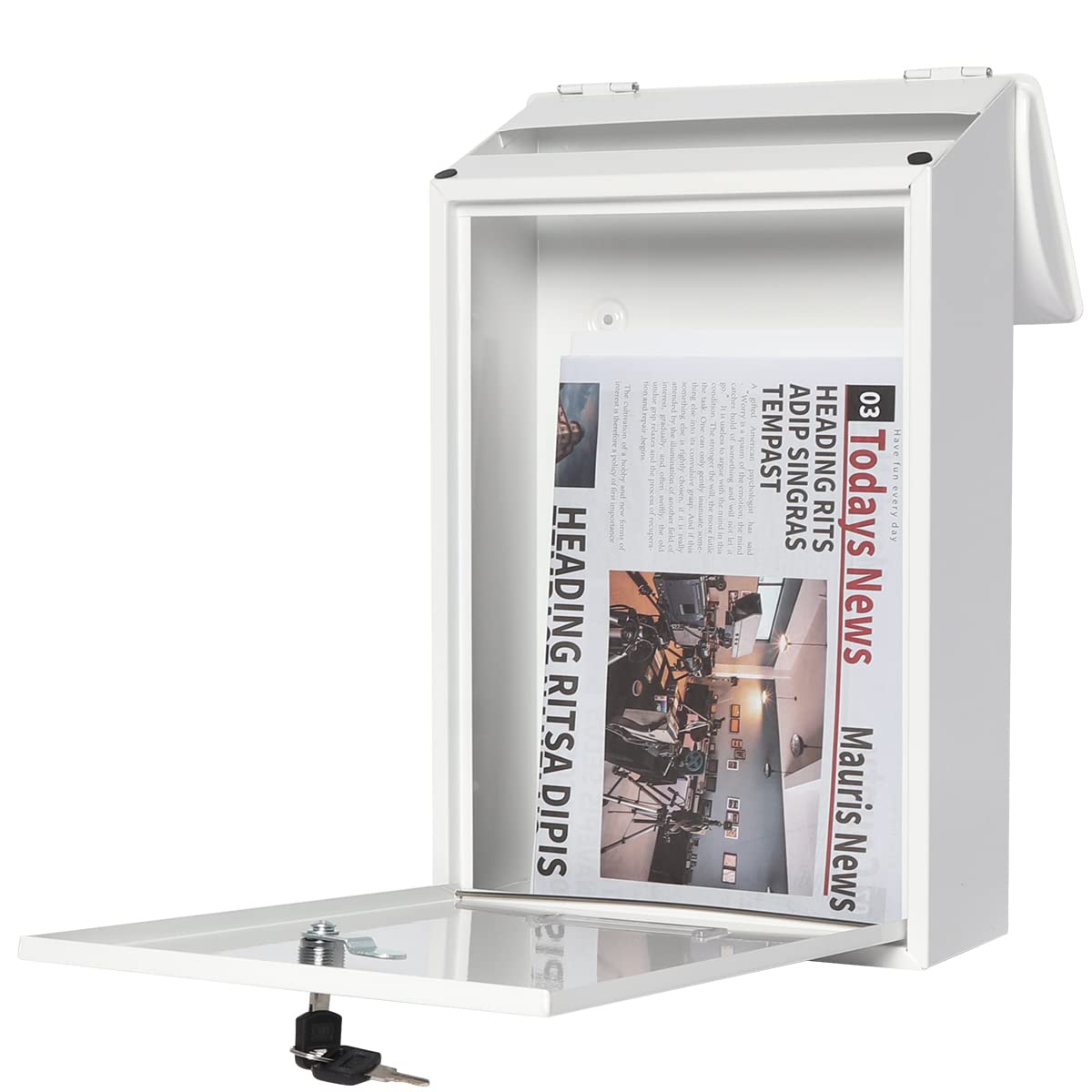 Mailbox with Key Lock, Lovndi Wall Mounted Locking Mailboxes, Medium Capacity Drop Lock Box for Outdoor, White