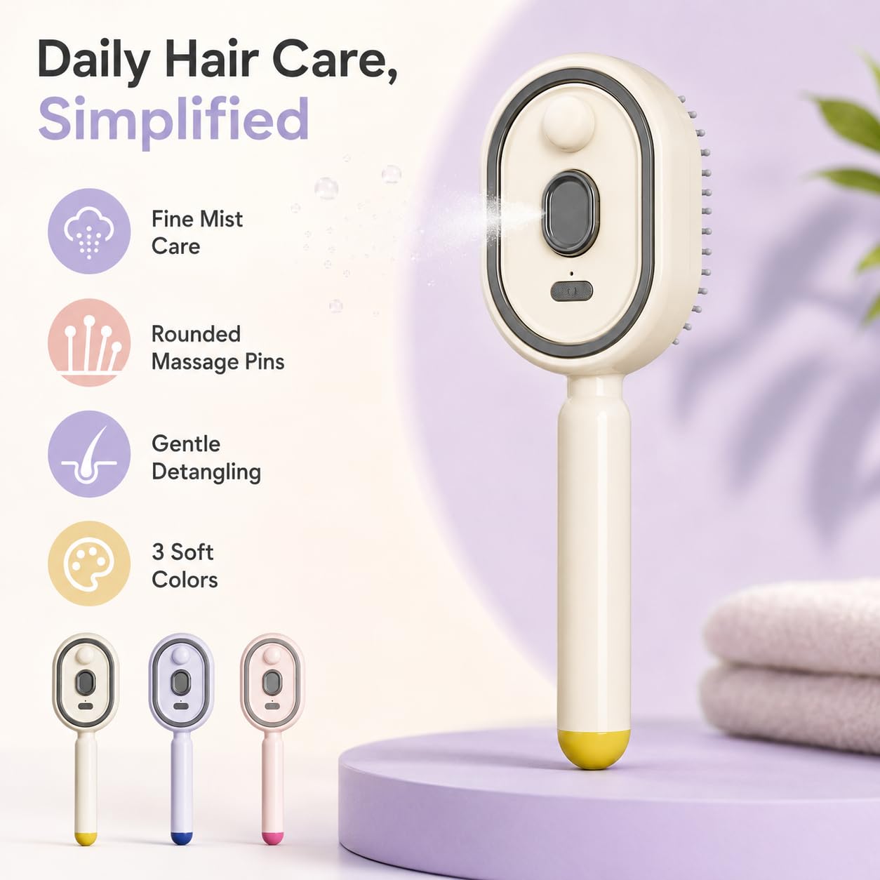 Spazzola elettrica per capelli spray e massaggio, 2026 spazzola elettrica per massaggio a vapore per la cura dei capelli, spazzola elettrica districante ricaricabile per capelli (2 pezzi giallo crema