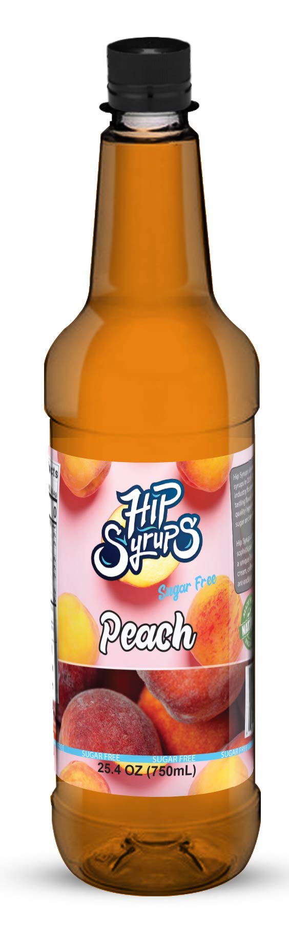 Hip Syrups - Peach Sugar Free Simple Syrup Designed for Water Flavor, Bubble Tea, Boba Tea, Cocktails, Sugar Free