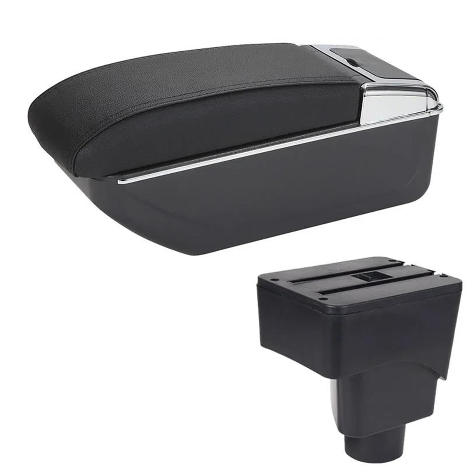 NOHEEU Car Armrest Special Storage Box Modification Parts For EcoSport 2013 2014 2015 2016 2017 2018(D2 Black line No USB)