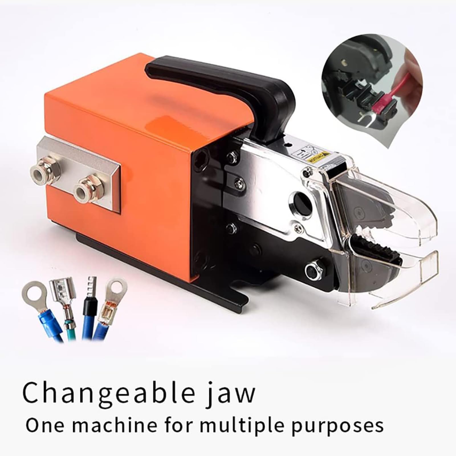 Pneumatische Crimpzange, Drahtklemmen-Crimpmaschine, 1,3 T Ausgang, Crimps bis zu 16 mm², mit 4 Schneideisen & Pedalschalter für Verschiedene Terminals